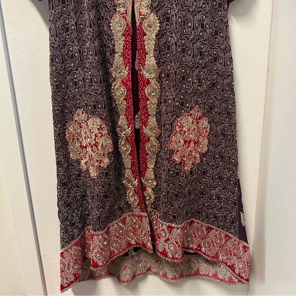 Pink and purple fully embroidered two piece salwar kameez set - Picture 3 of 11